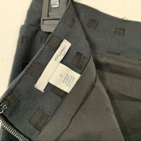 Halogen Black A Line Midi Skirt Textured Pleated Flowy Chic Office Casual 2 - Picture 5 of 6